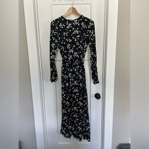 Zara: Black Full Length Long Sleeve Spotted Dress: Size US Medium